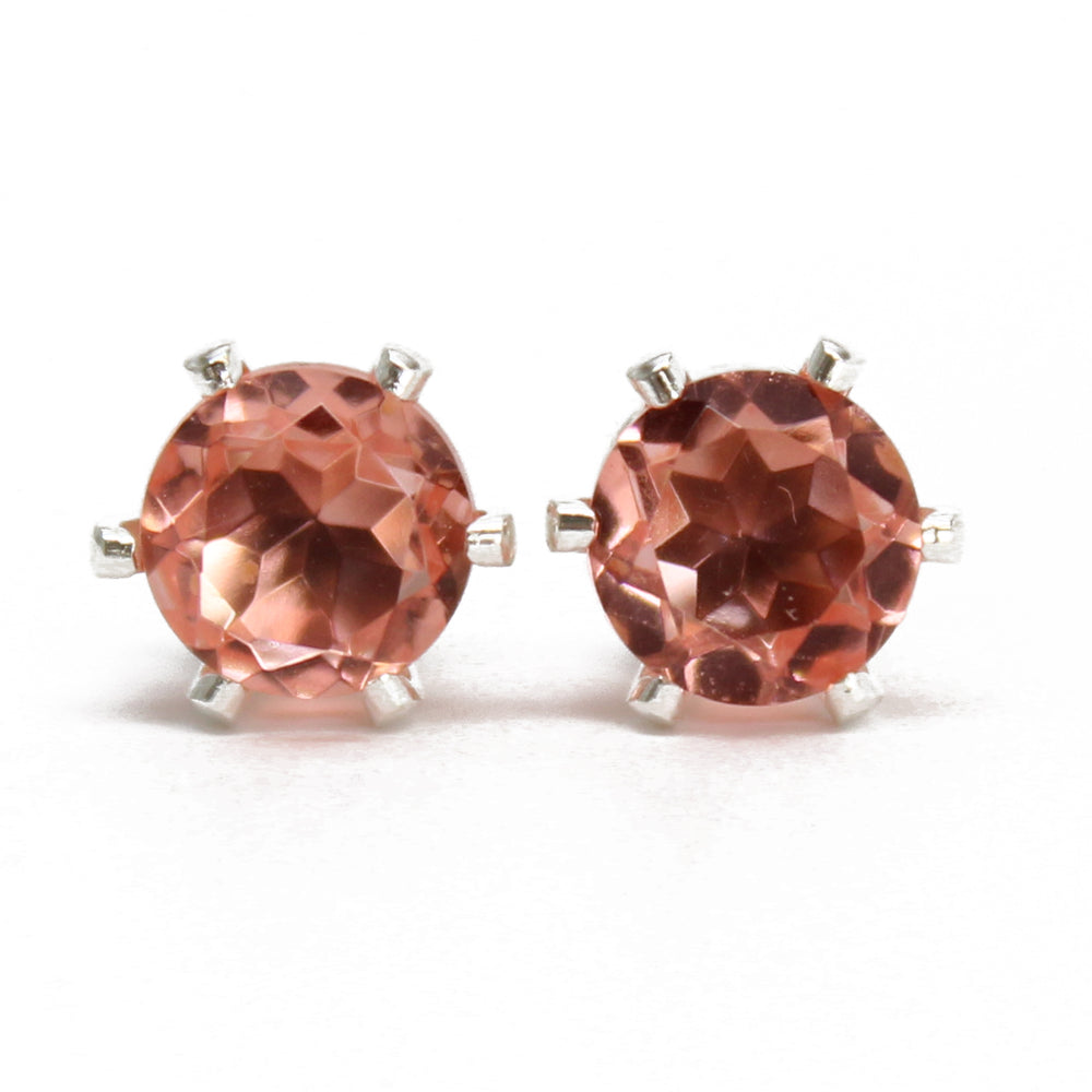 6mm Prong Set Simulated Morganite Stud Earrings in Sterling Silver