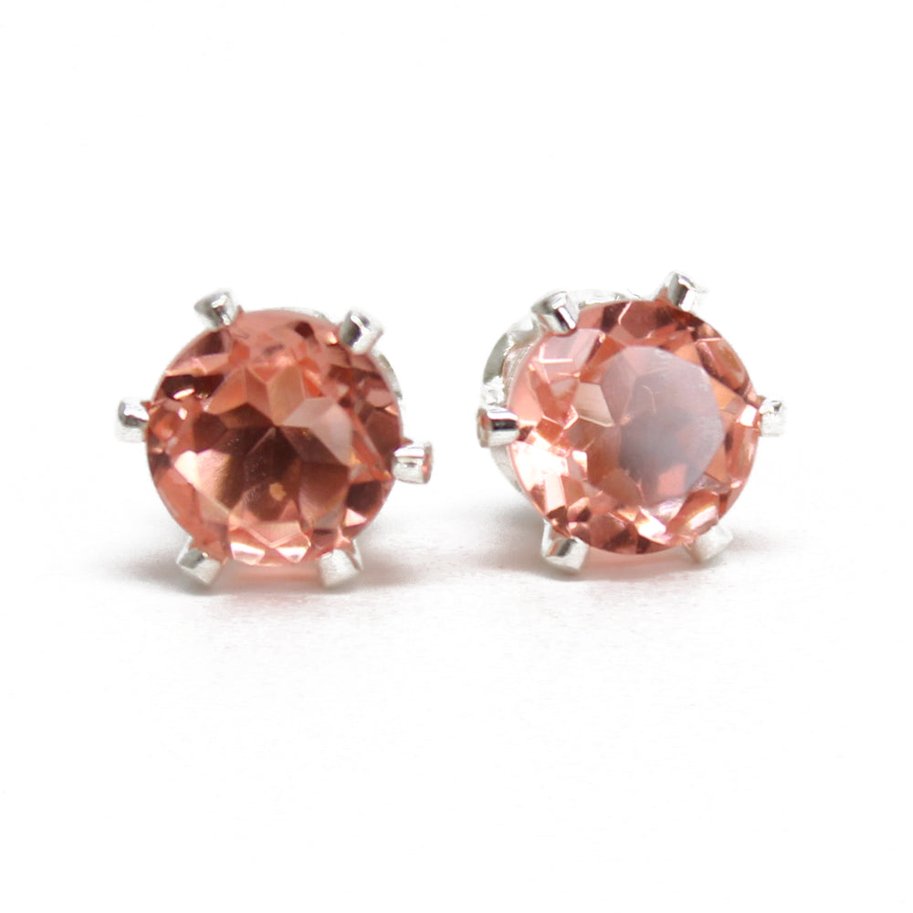 6mm Prong Set Simulated Morganite Stud Earrings in Sterling Silver