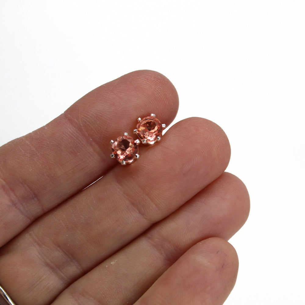 
                      
                        6mm Prong Set Simulated Morganite Stud Earrings in Sterling Silver
                      
                    
