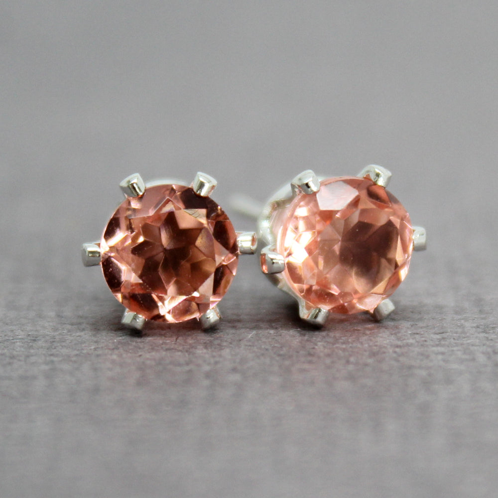 
                      
                        6mm Prong Set Simulated Morganite Stud Earrings in Sterling Silver
                      
                    