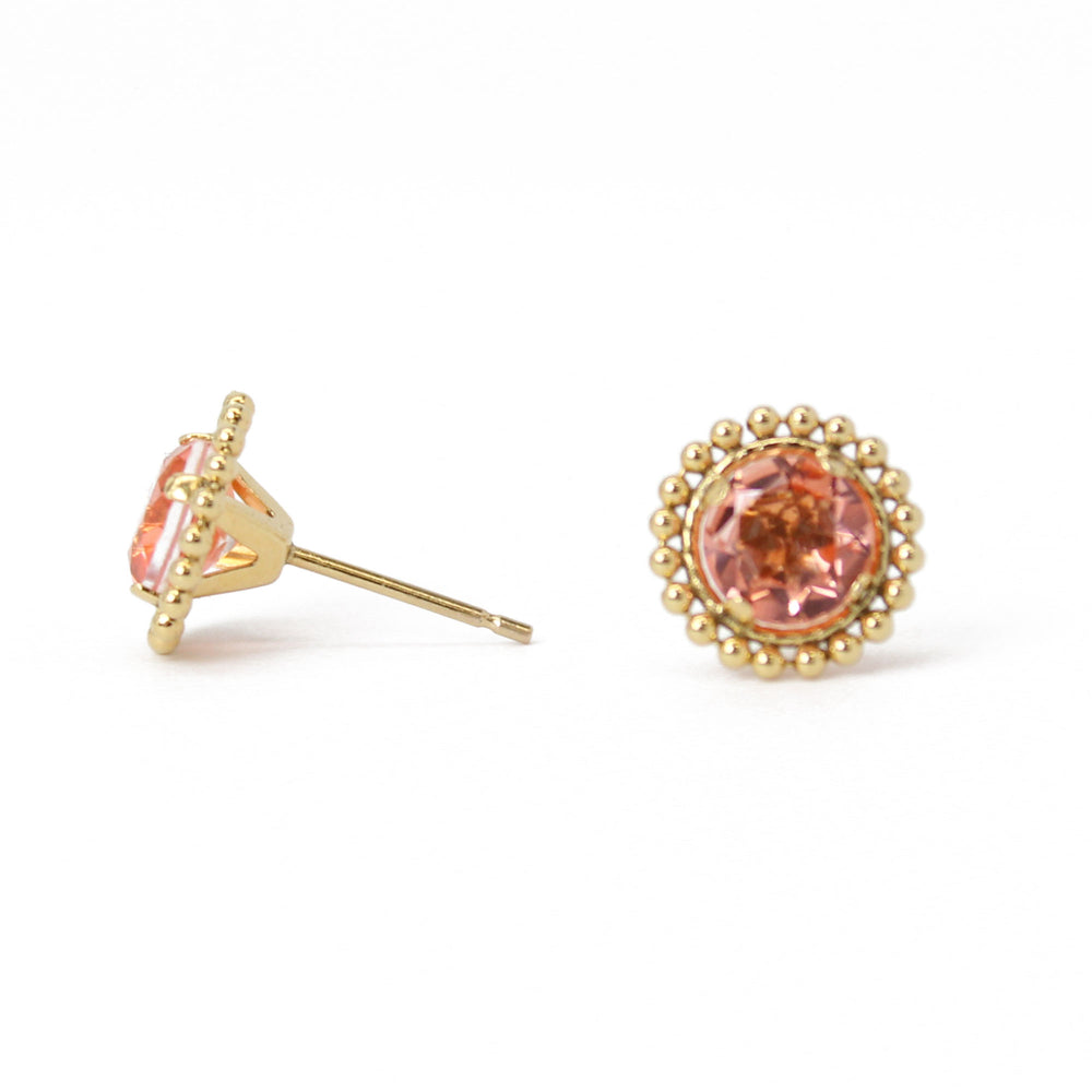 
                      
                        Morganite Crystal Quartz Gold Filled Stud Earrings
                      
                    