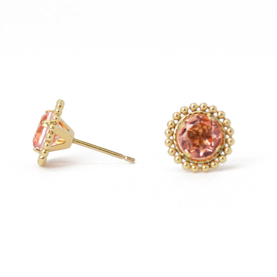 Load image into Gallery viewer, Morganite Crystal Quartz Gold Filled Stud Earrings
