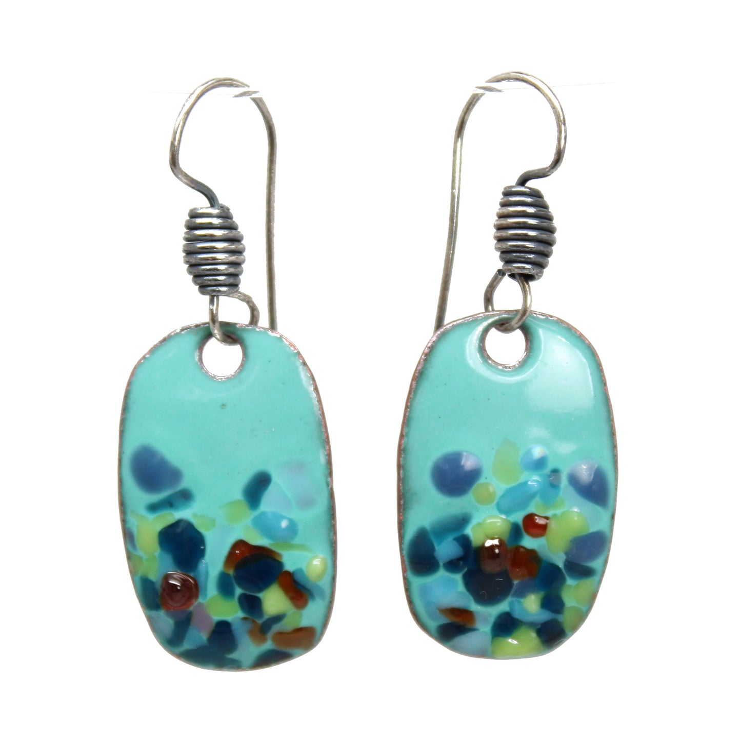Handmade Blue Multi Color Enamel Earrings
