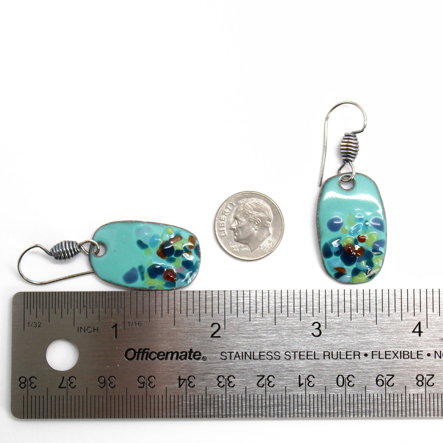 Blue Multi Color Enamel Earrings