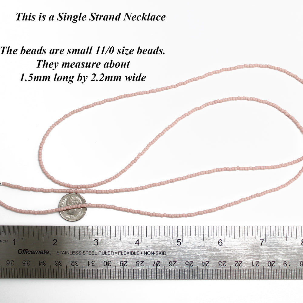 
                      
                        Pastel Pink Single Strand Seed Bead Necklace, Tiny 2.2mm Opaque Pale Pink Beaded Necklace, Made to Order Choker to Long Lengths
                      
                    