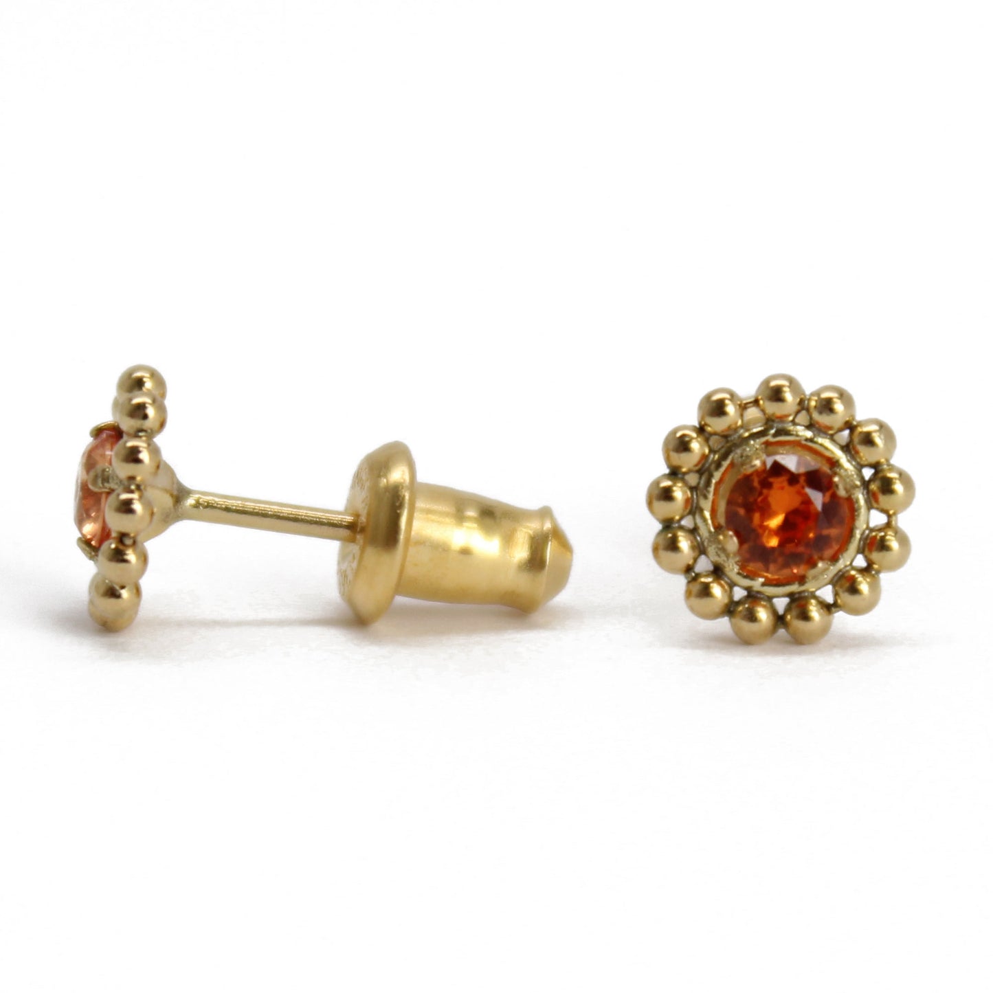 Padparadscha Gold Filled Stud Earrings