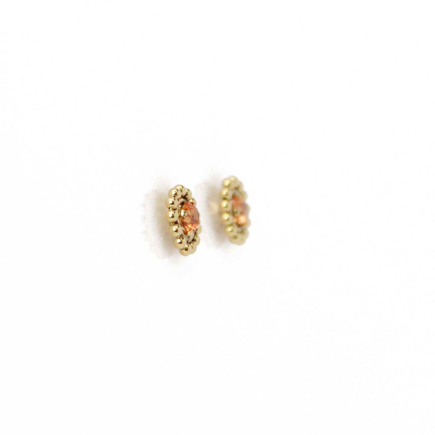 Padparadscha Gold Filled Stud Earrings-Lab Created-3mm Gemstones 