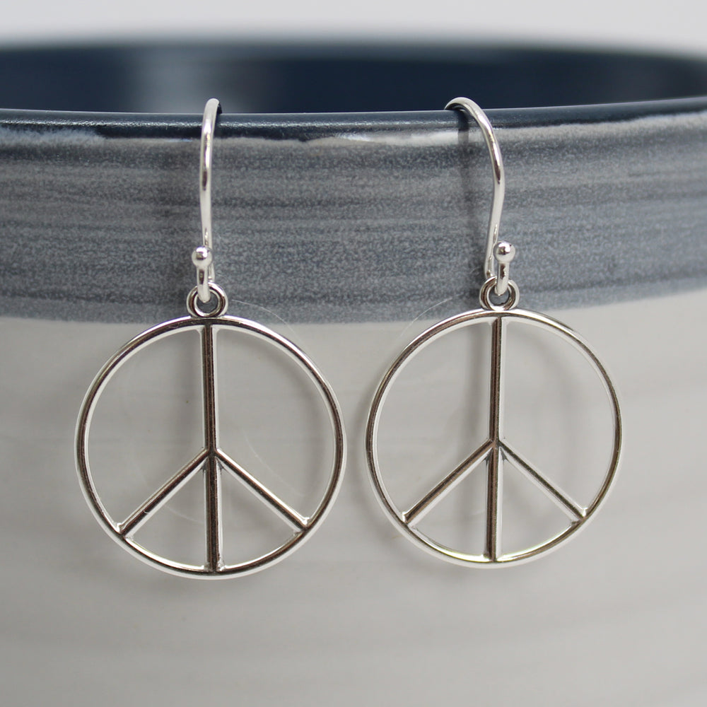 
                      
                        Peace Sign Earrings in Sterling Silver
                      
                    