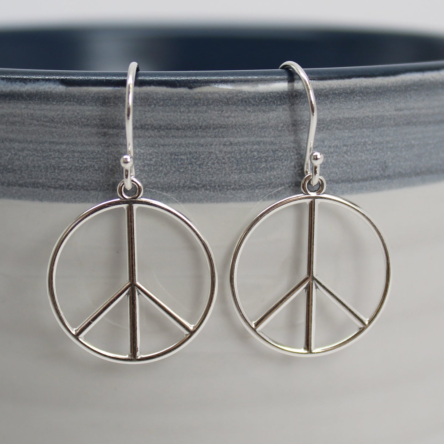 Peace Sign Earrings in Sterling Silver