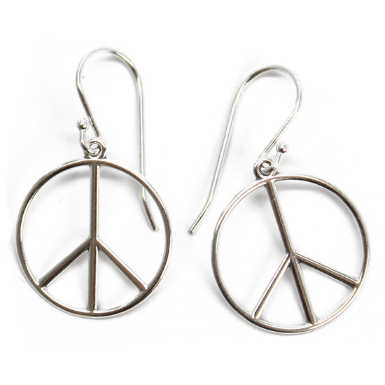 Peace Sign Earrings in Sterling Silver