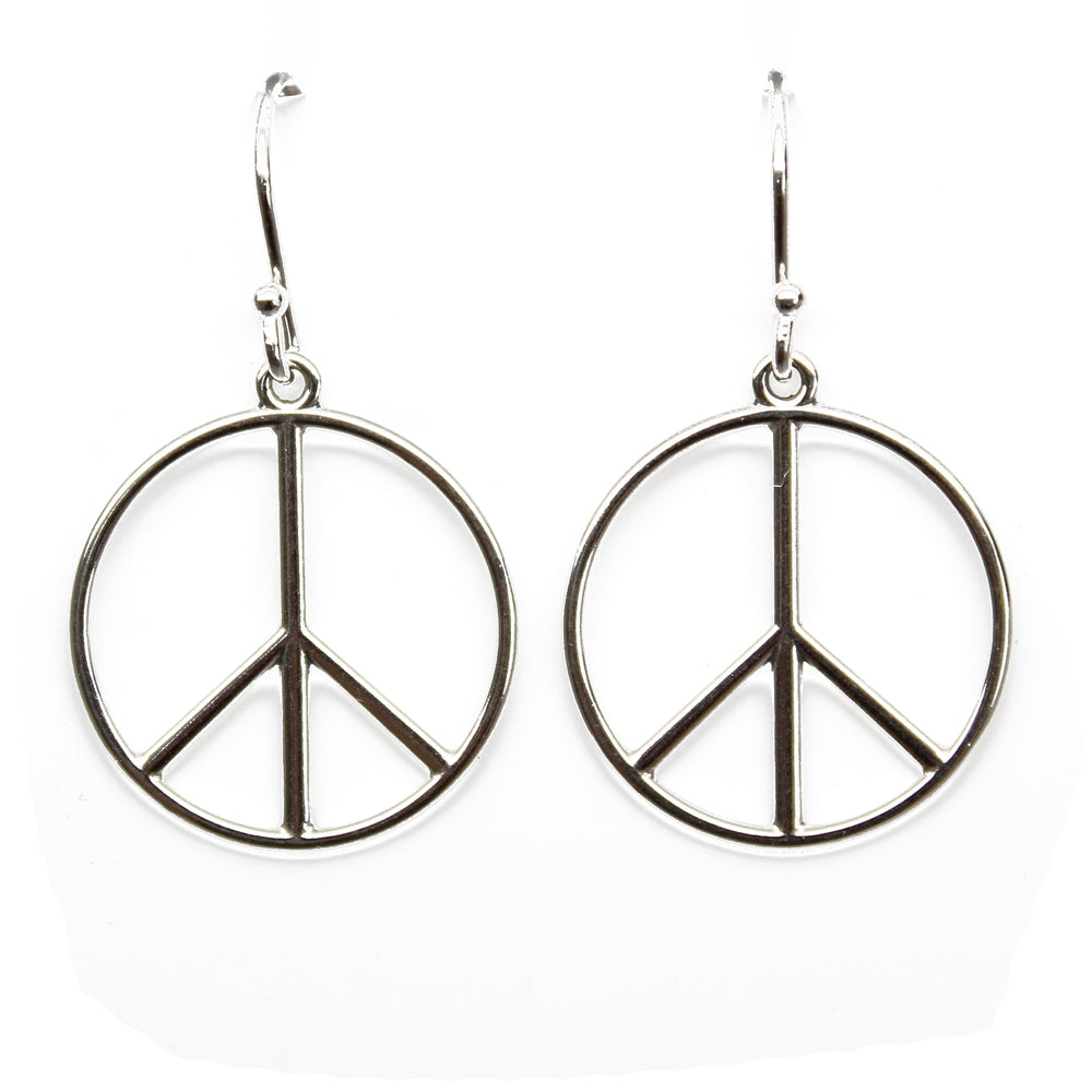 
                      
                        Peace Sign Dangle Earrings in Sterling Silver
                      
                    