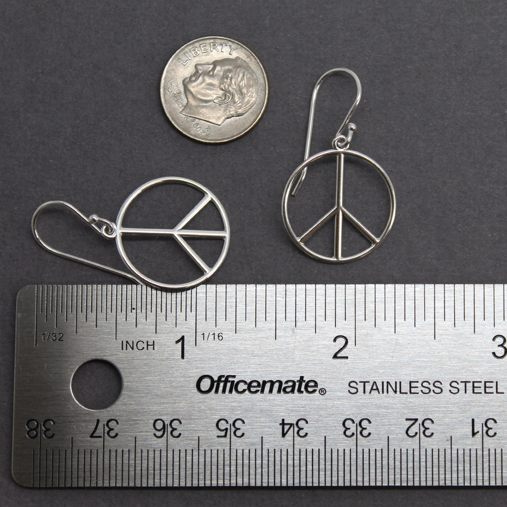 
                      
                        Peace Sign Dangle Earrings in Sterling Silver
                      
                    