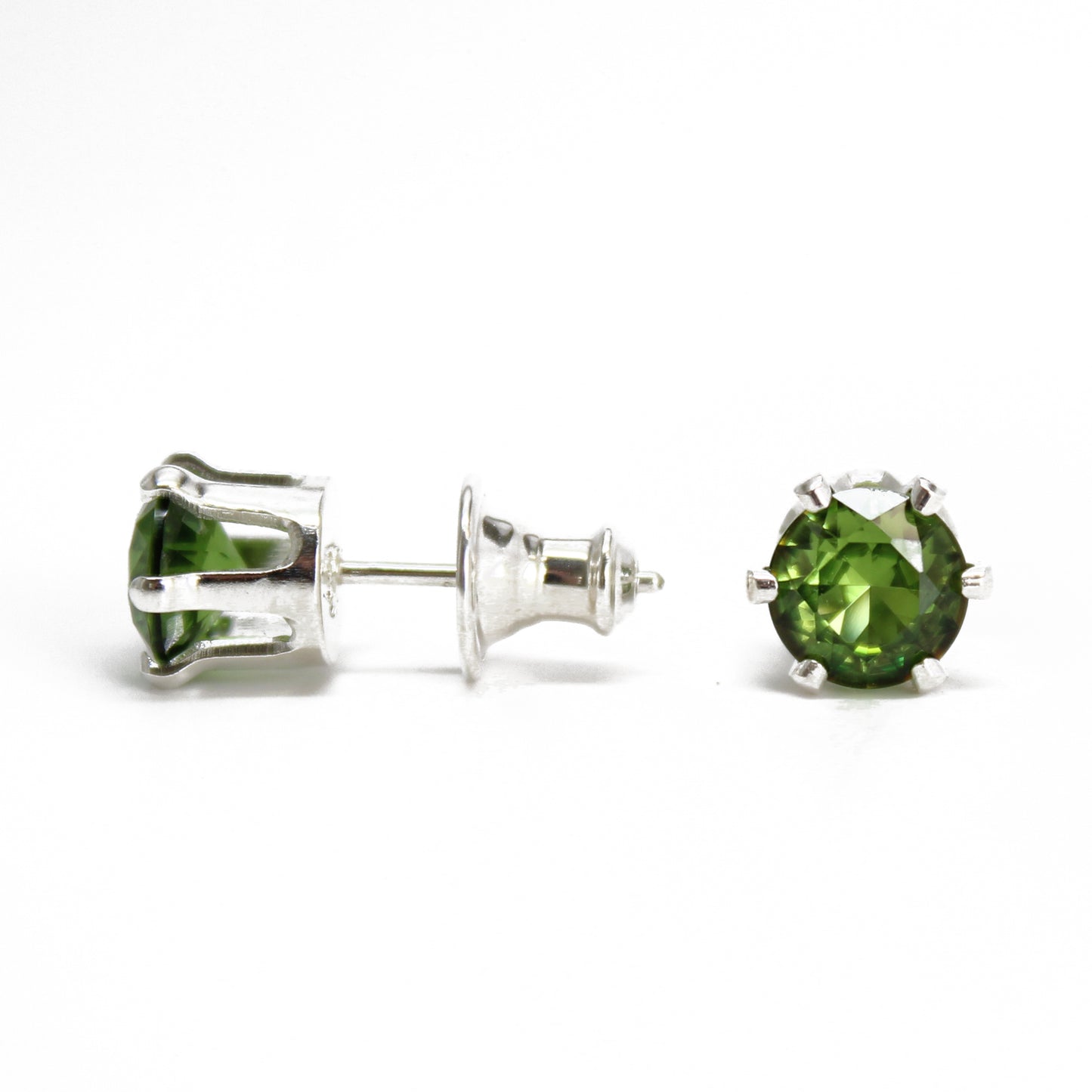 6mm Prong Set Simulated Peridot Stud Earrings in Sterling Silver