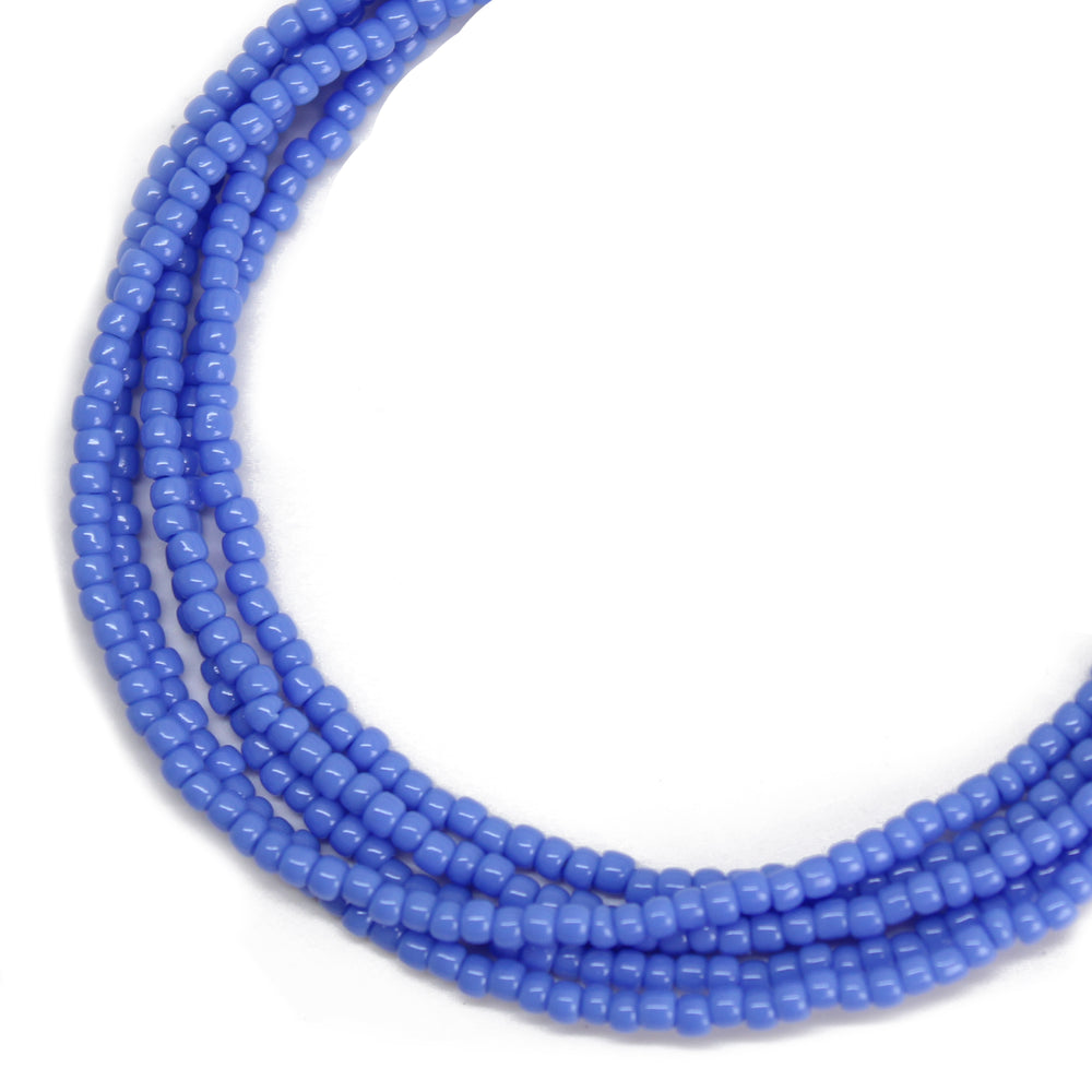 Periwinkle Blue Seed Bead Necklace, Thin 1.5mm Single Strand