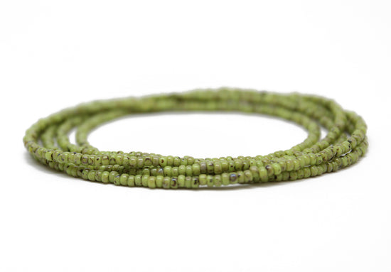 Picasso Chartreuse Green Seed Bead Necklace, Thin 1.5mm Single Strand