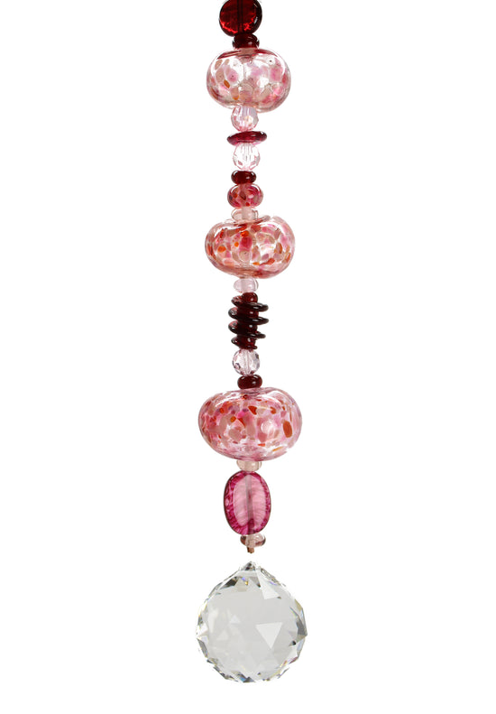 Handmade Pink Blown Glass Suncatcher