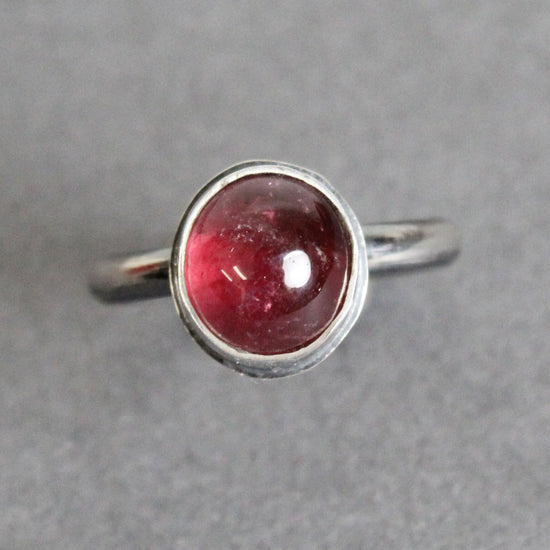 Load image into Gallery viewer, Pink Tourmaline Ring Bezel Set in Sterling Silver, 6.5 US
