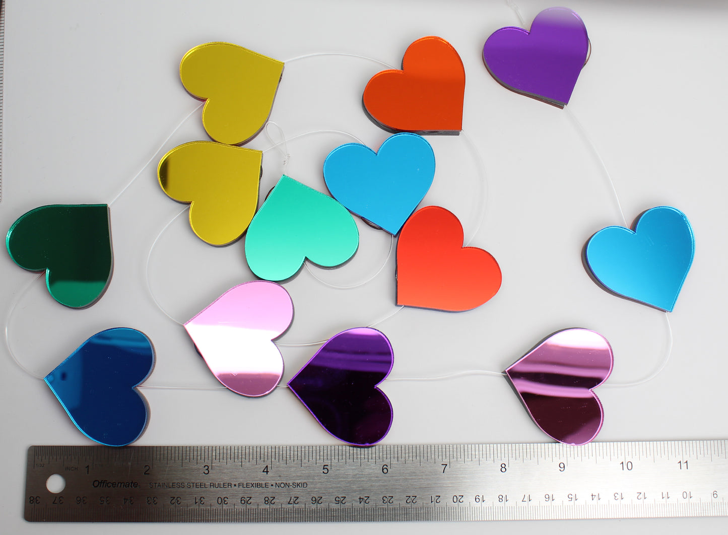 Rainbow Heart Acrylic Mirror Suncatcher Mobile