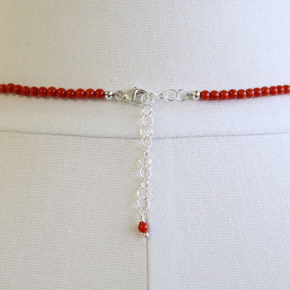 
                      
                        Red Coral Choker Necklace, Tiny 2mm Bright Red Gemstone Necklace
                      
                    