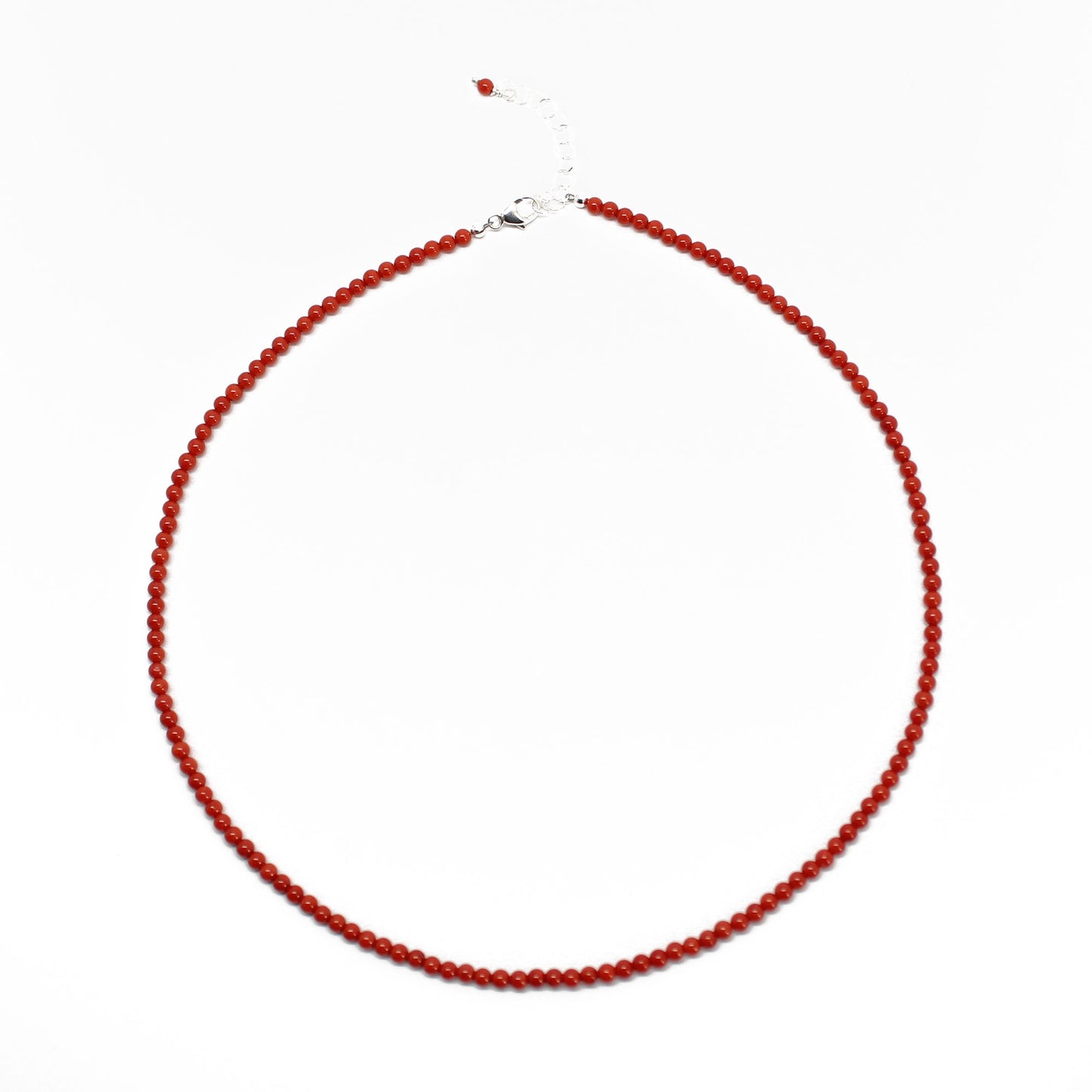 Load image into Gallery viewer, Red Coral Choker Necklace, Tiny 2mm Bright Red Gemstone Necklace
