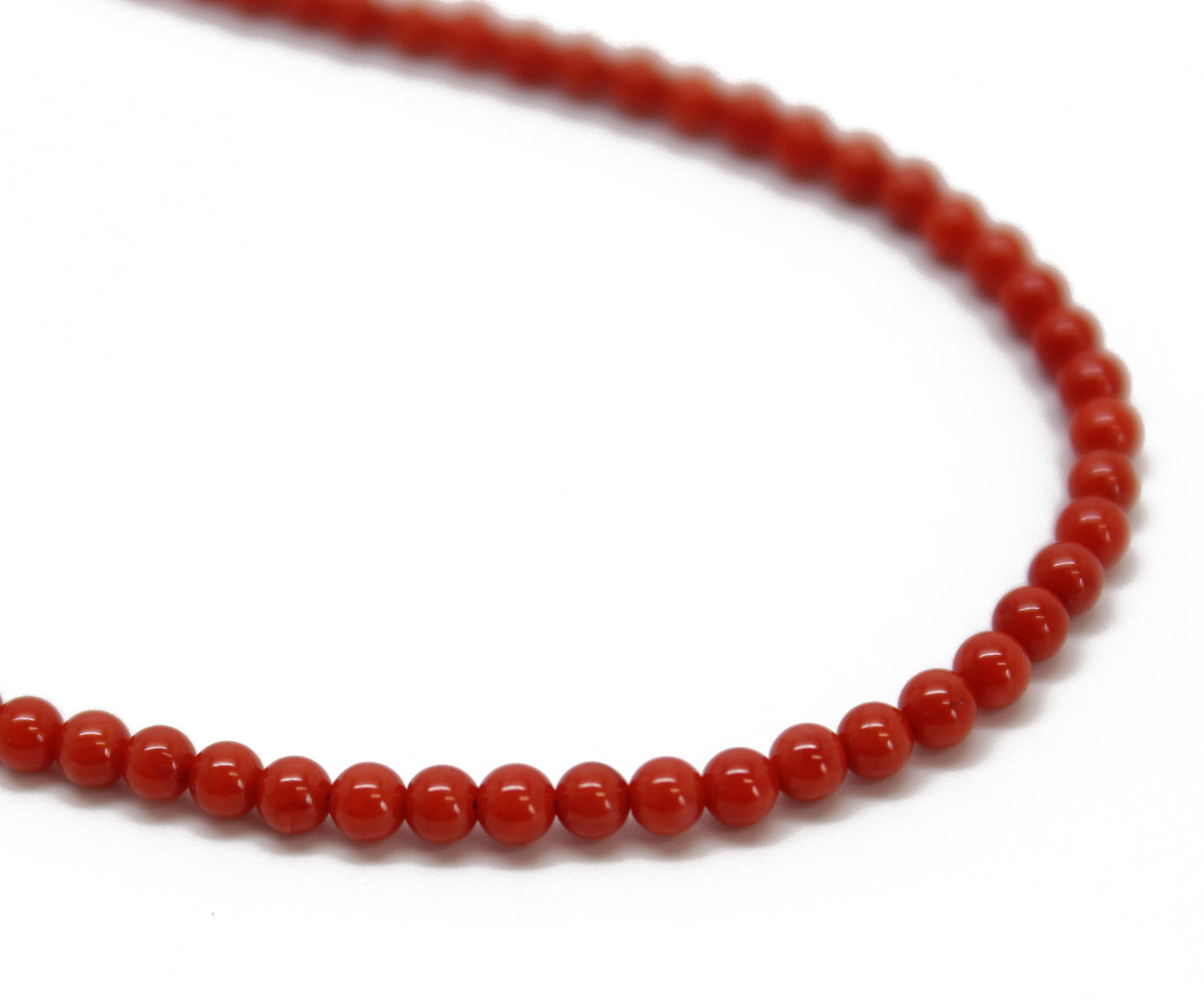 2mm 3mm Small Red Coral Necklace, Tiny Single Strand Dyed Red