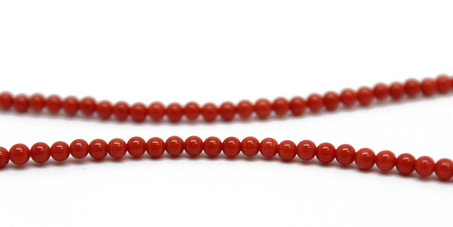 Red Coral Choker Necklace, Tiny 2mm Bright Red Gemstone Necklace