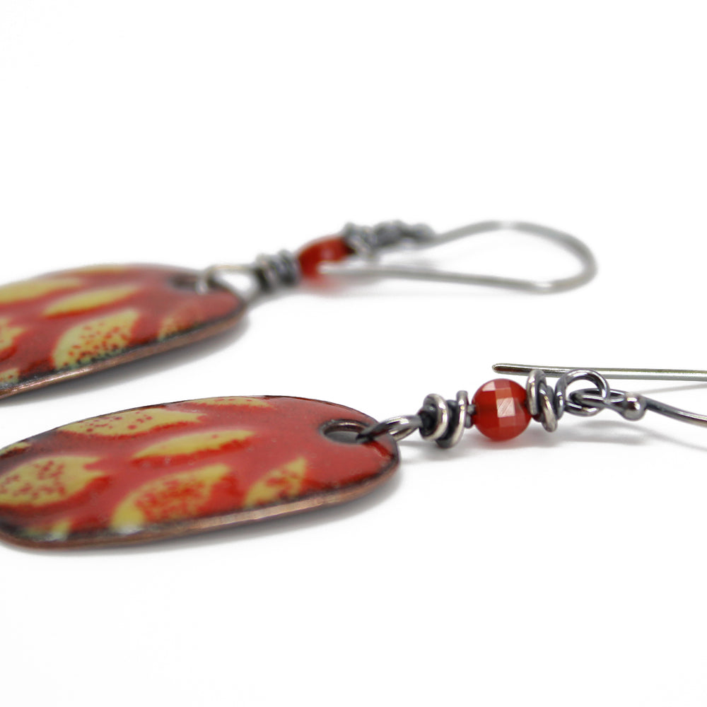 
                      
                        Red Enamel Dangle Earrings with Sterling Silver Ear Wires
                      
                    