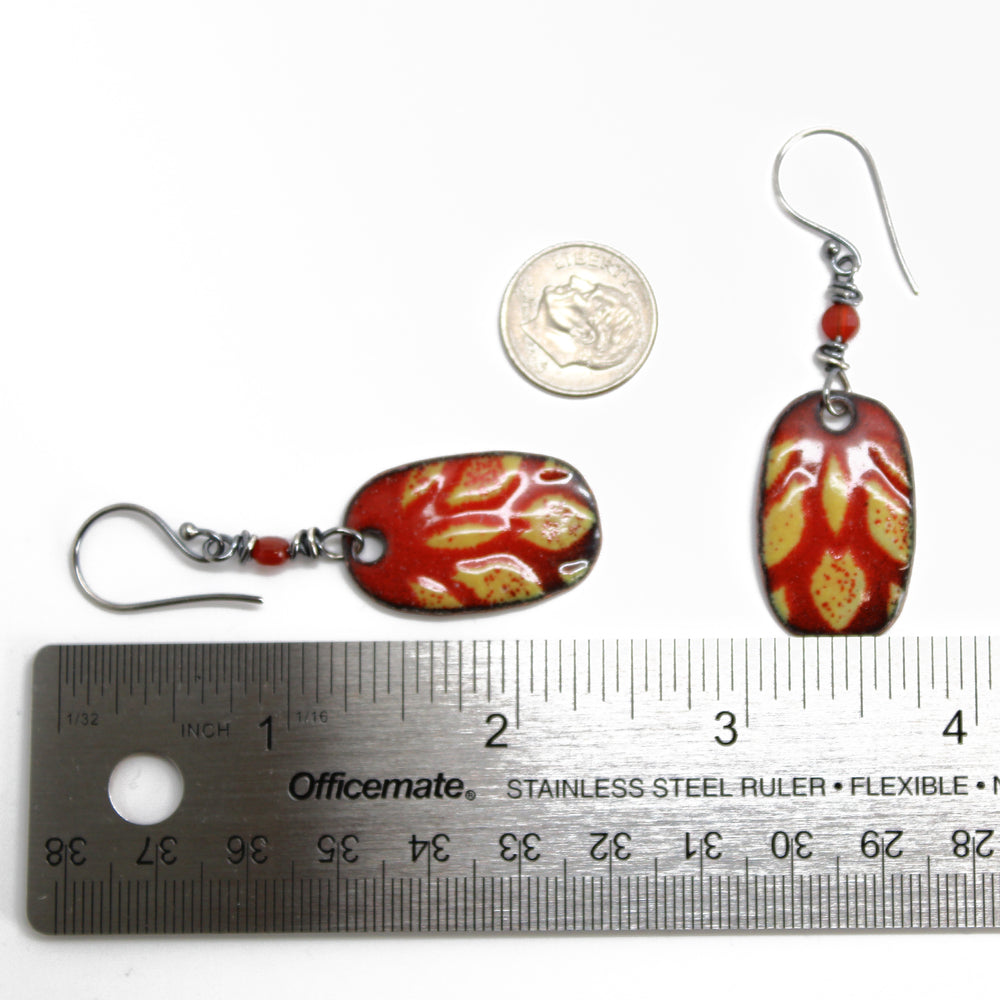 
                      
                        Red Enamel Dangle Earrings with Sterling Silver Ear Wires
                      
                    