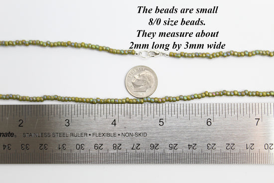 Semi Glazed Olive Green Seed Bead Necklace