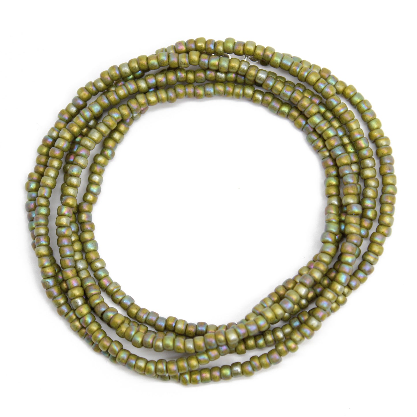 Semi Glazed Olive Green Seed Bead Necklace