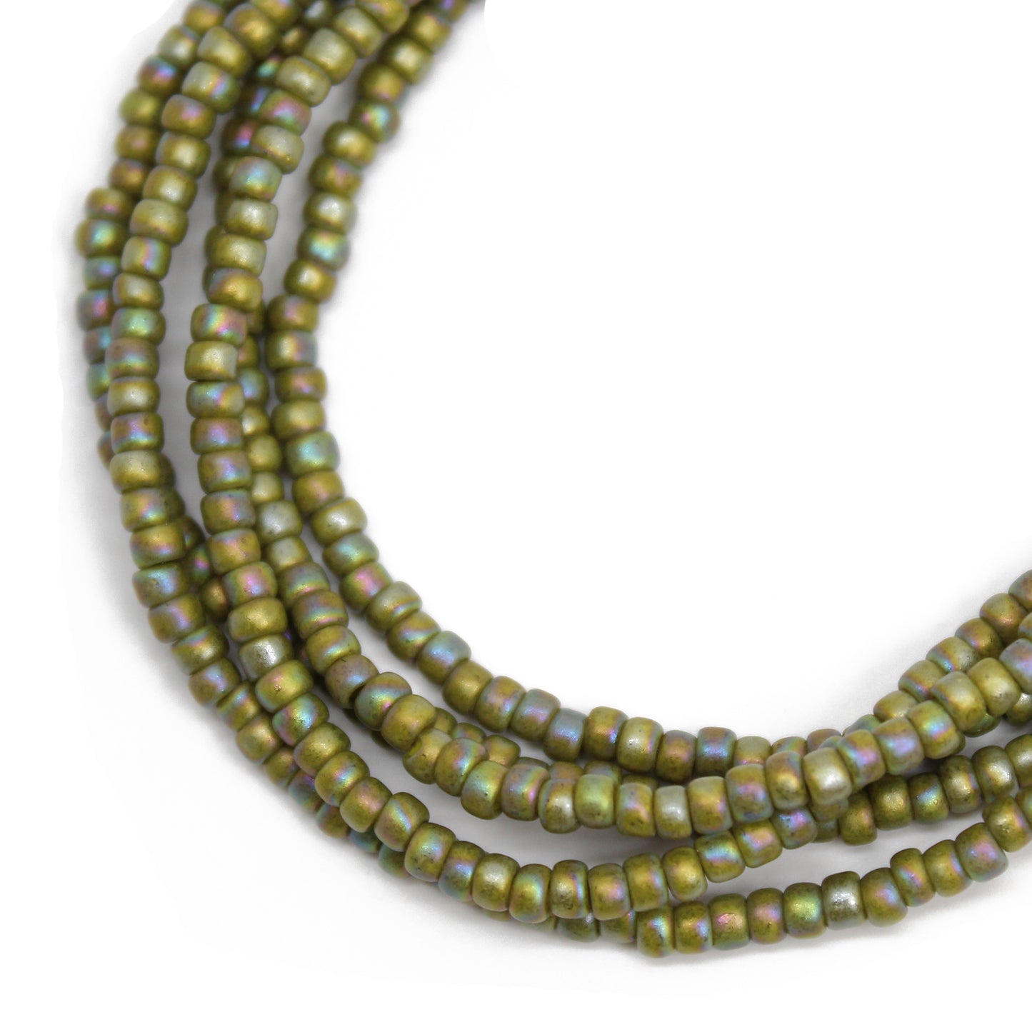 Semi Glazed Olive Green Seed Bead Necklace