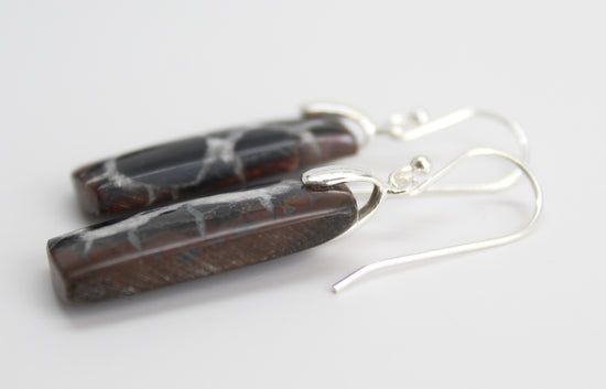 Load image into Gallery viewer, Septarian Fossil Earrings in Sterling Silver
