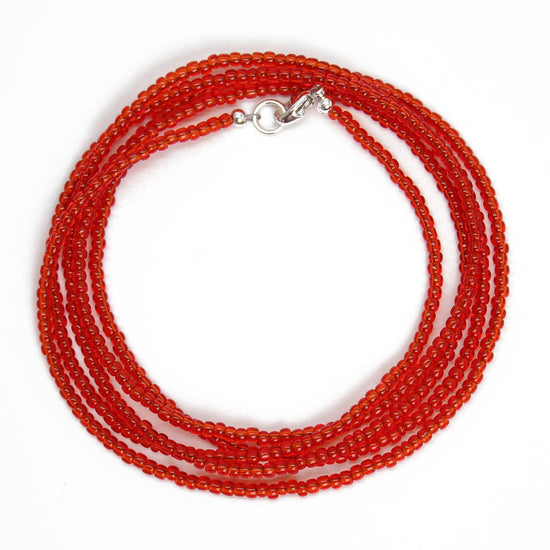 Load image into Gallery viewer, Ruby Red Seed Bead Necklace

