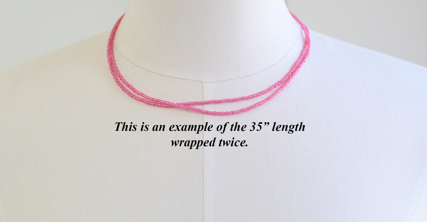 Load image into Gallery viewer, Silver Lined Milky Hot Pink Seed Bead Necklace
