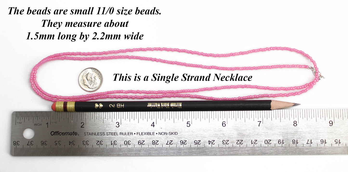 Load image into Gallery viewer, Silver Lined Milky Hot Pink Seed Bead Necklace

