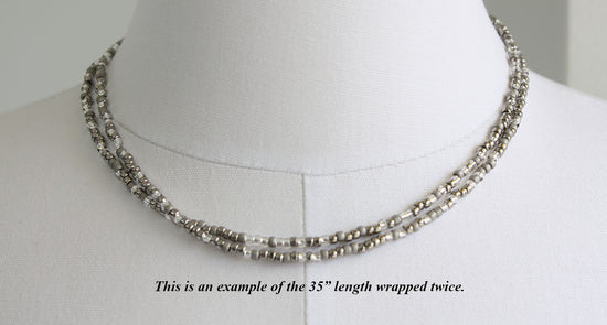 Silver and Grey Seed Bead Necklace