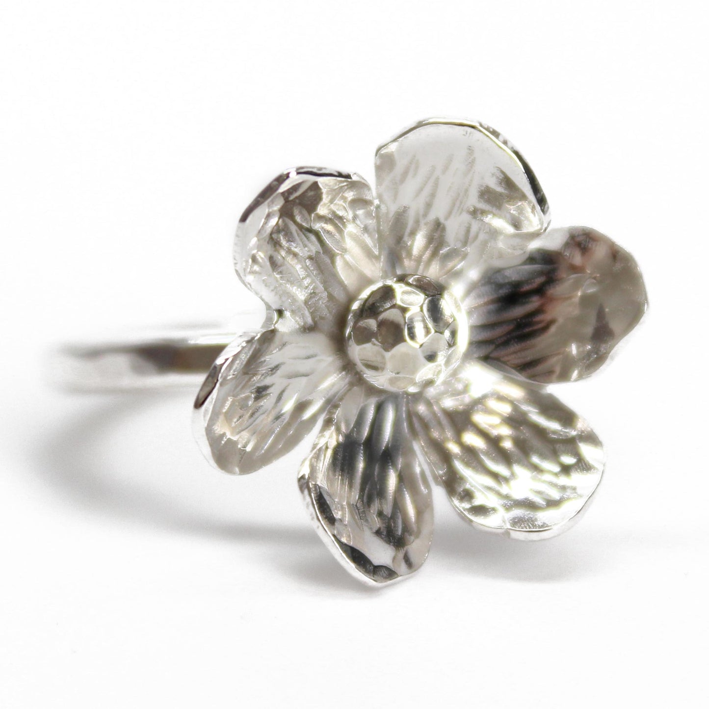 Sterling Silver Flower Ring Size 7.0 US