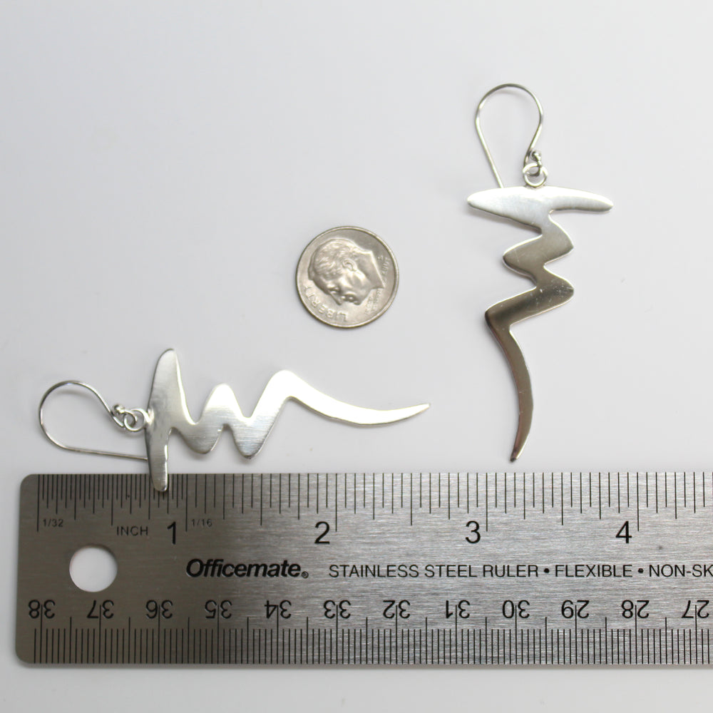 
                      
                        Sterling Silver Squiggle Earrings, Zig Zag Earrings, Abstract Silver Dangle Earrings
                      
                    