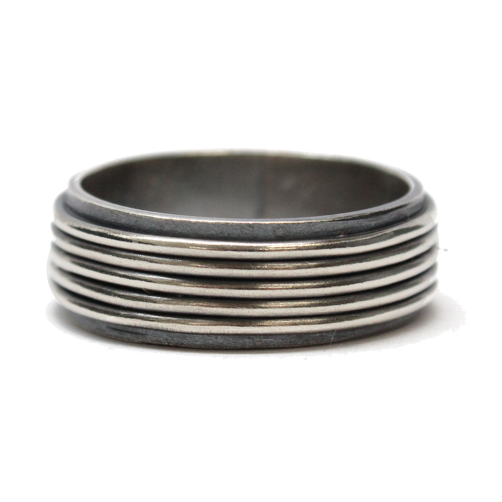 Sterling Silver Five Ring Wide Band Ring Size 8.5 US