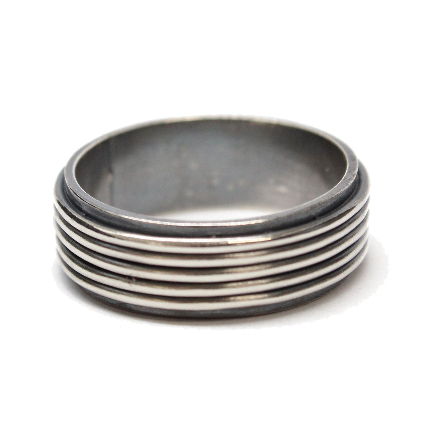 Sterling Silver Five Ring Wide Band Ring Size 8.5 US