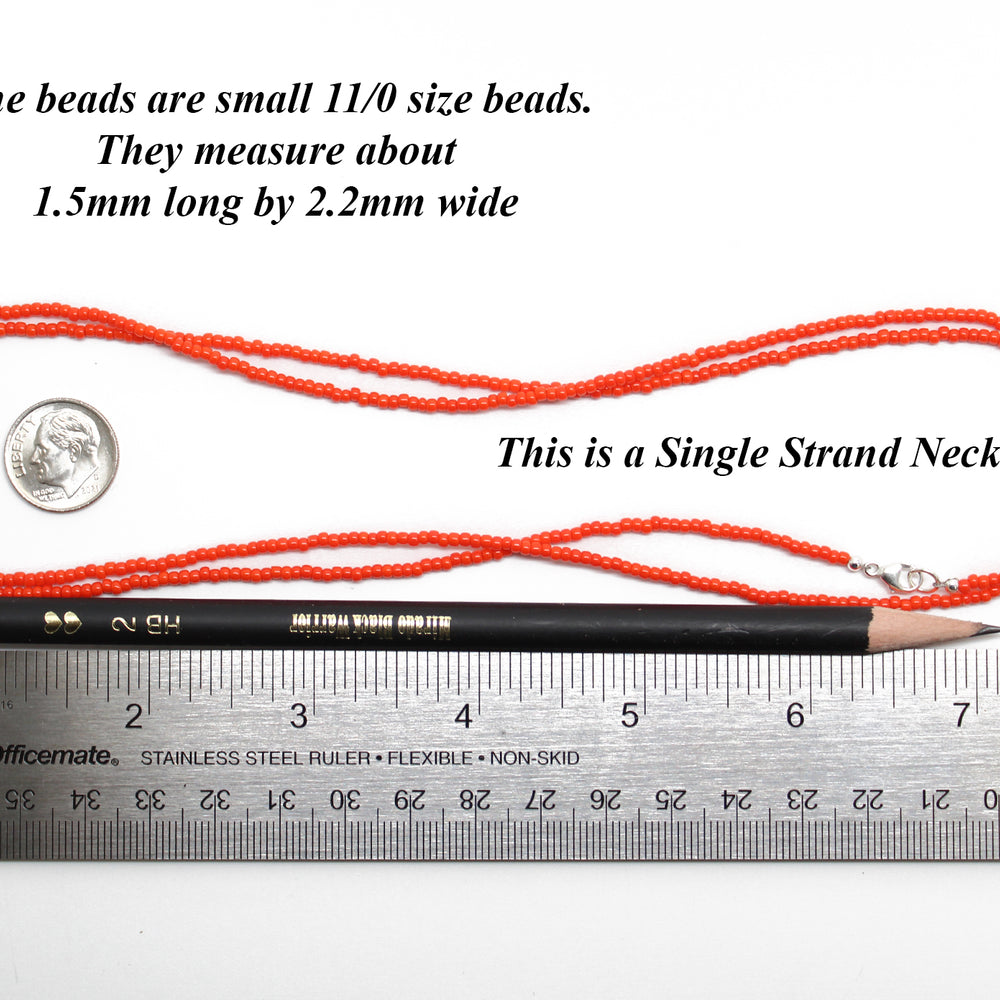 
                      
                        Sunset Orange Seed Bead Necklace, Thin 1.5mm Single Strand
                      
                    