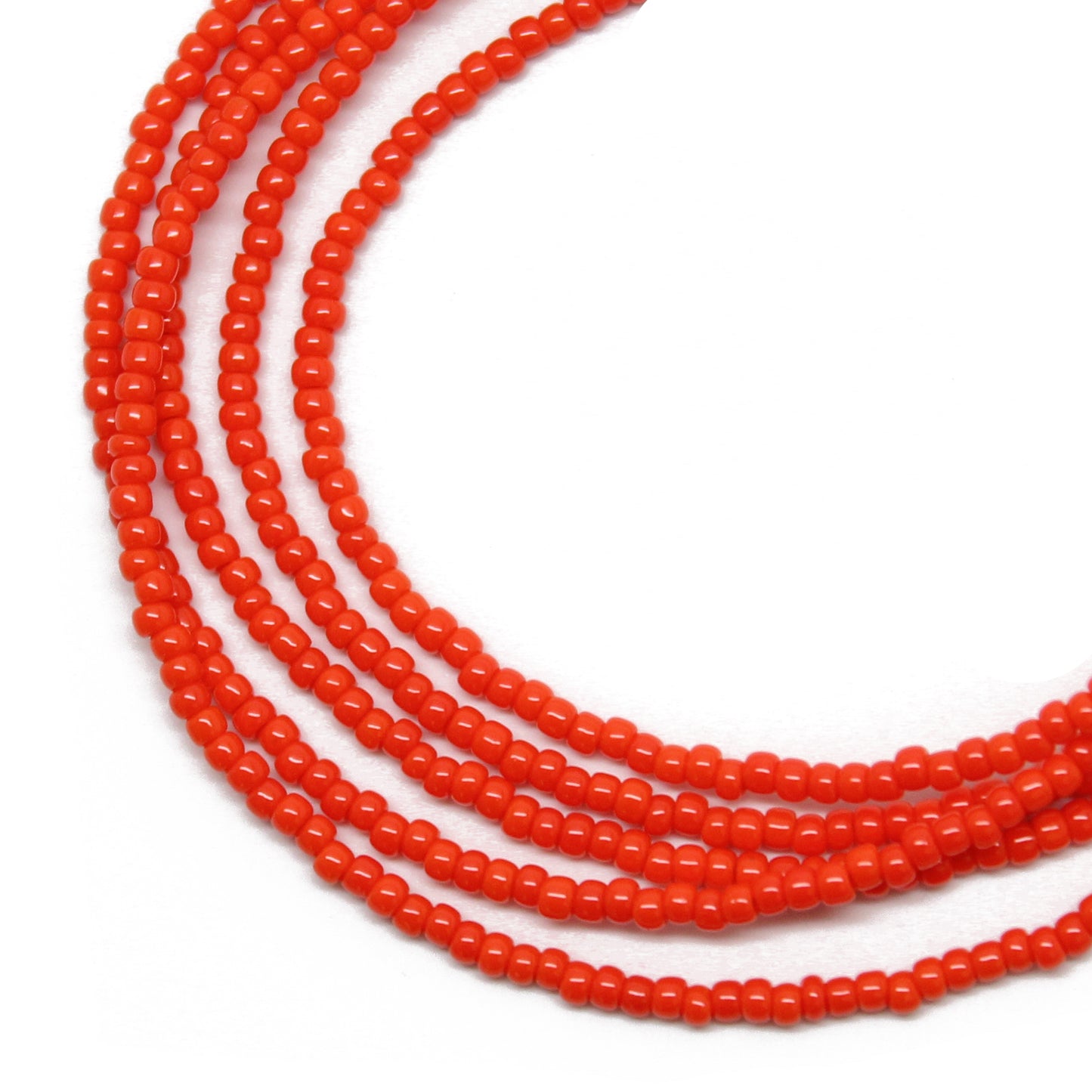 Sunset Orange Seed Bead Necklace, Thin 1.5mm Single Strand