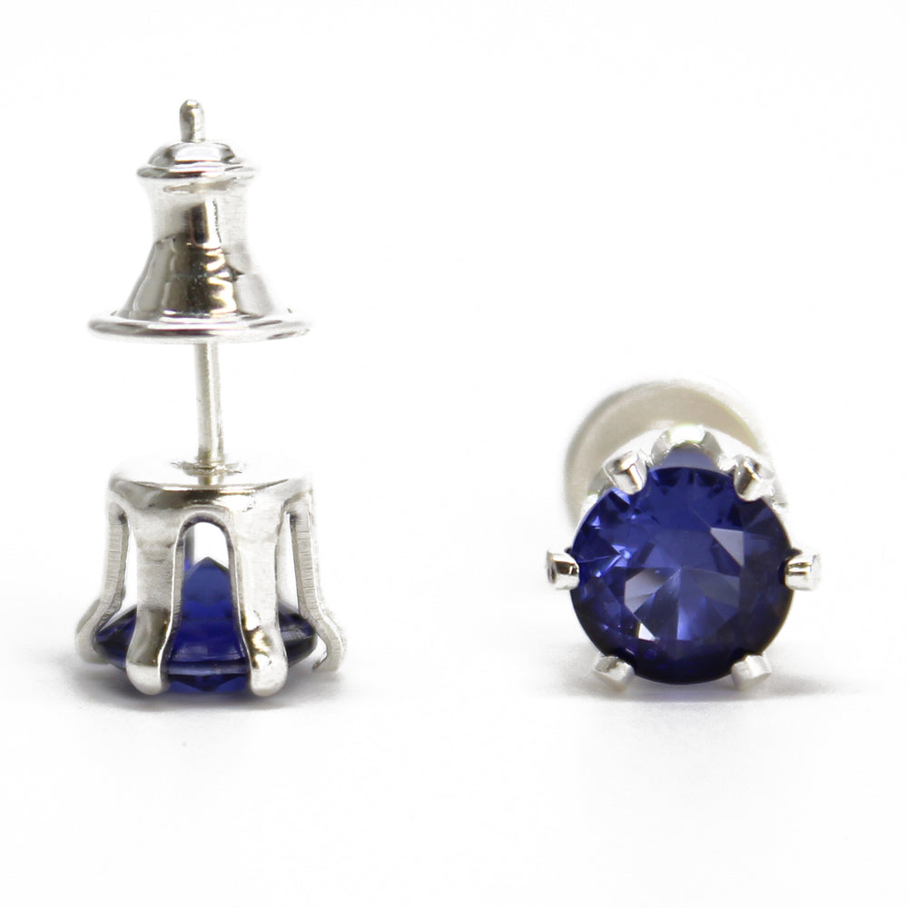 
                      
                        Tanzanite Gemstone Stud Earrings, 6mm Round Prong Set 925 Sterling Silver
                      
                    