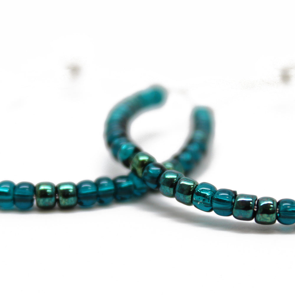 
                      
                        Teal Beaded Sterling Silver Hoop Earrings
                      
                    