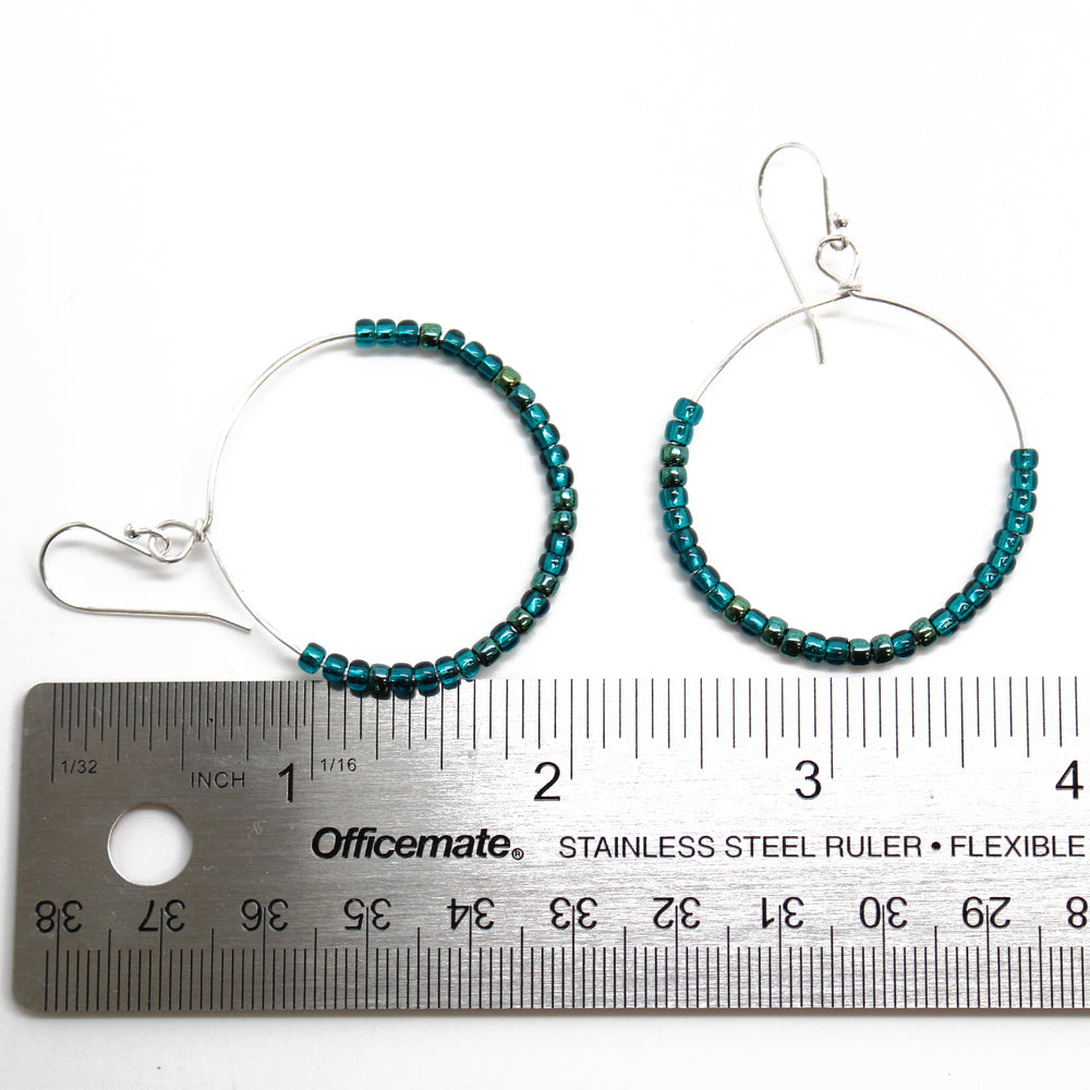 
                      
                        Teal Beaded Sterling Silver Hoop Earrings
                      
                    