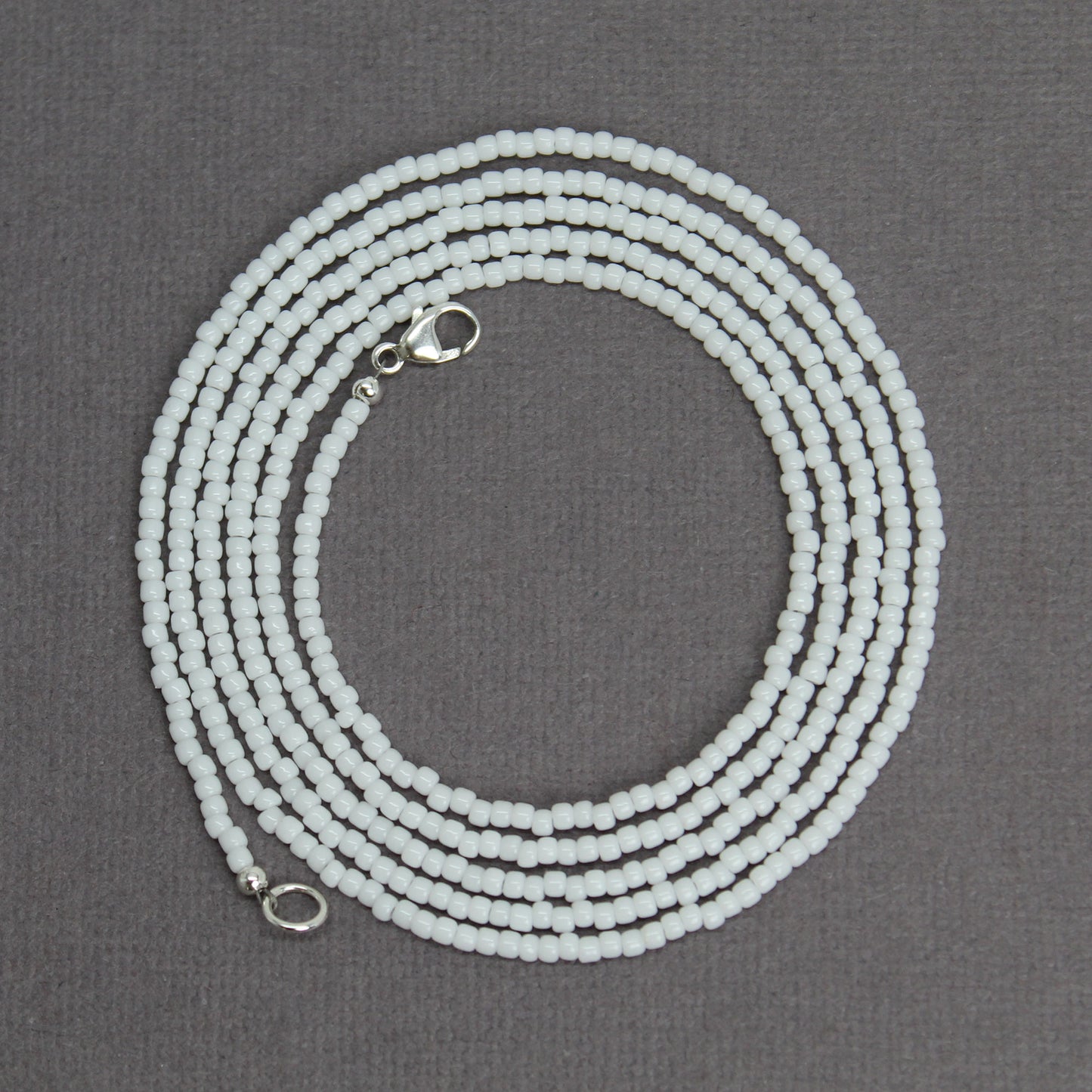 Thin White Seed Bead Necklace