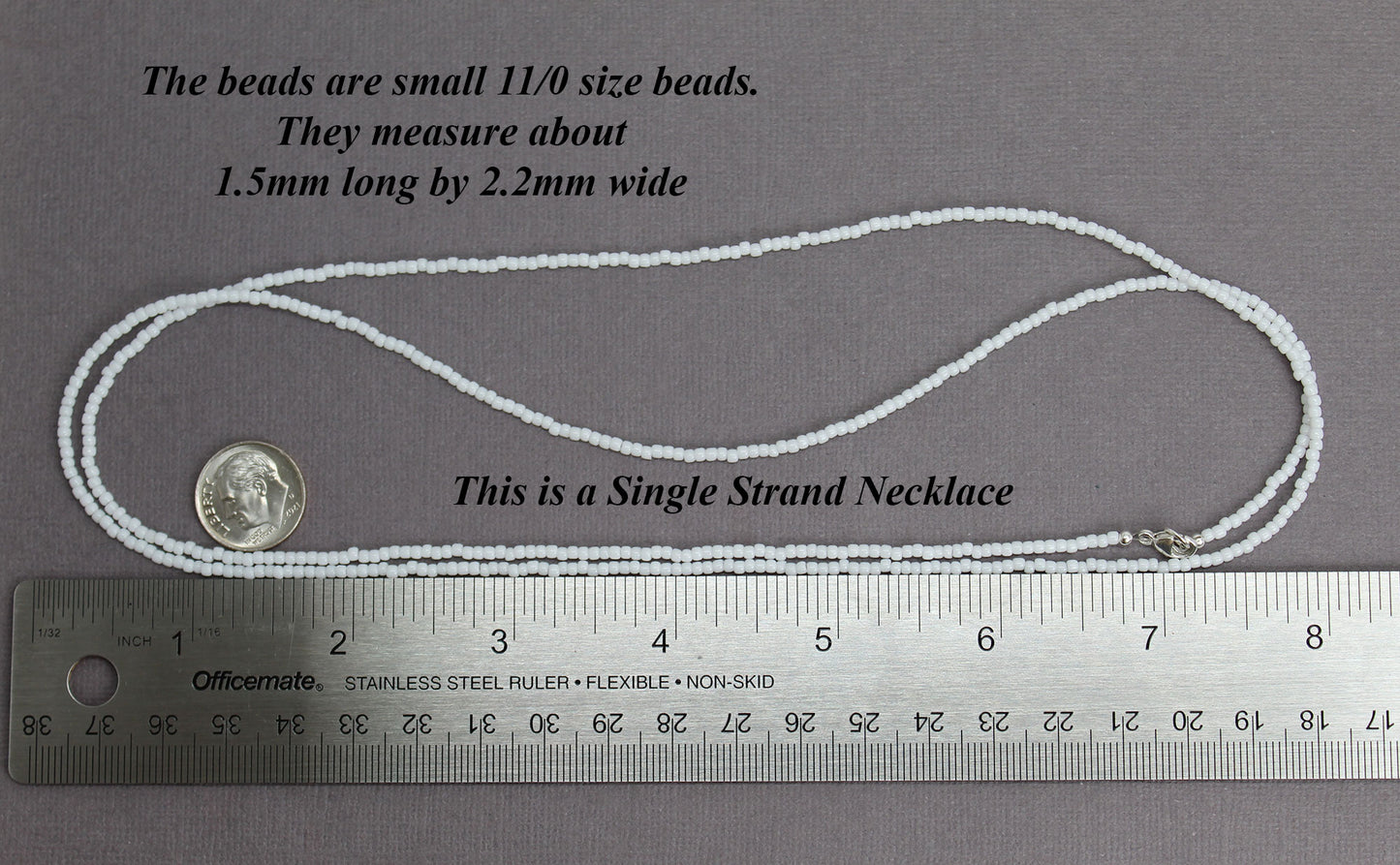 Thin White Seed Bead Necklace
