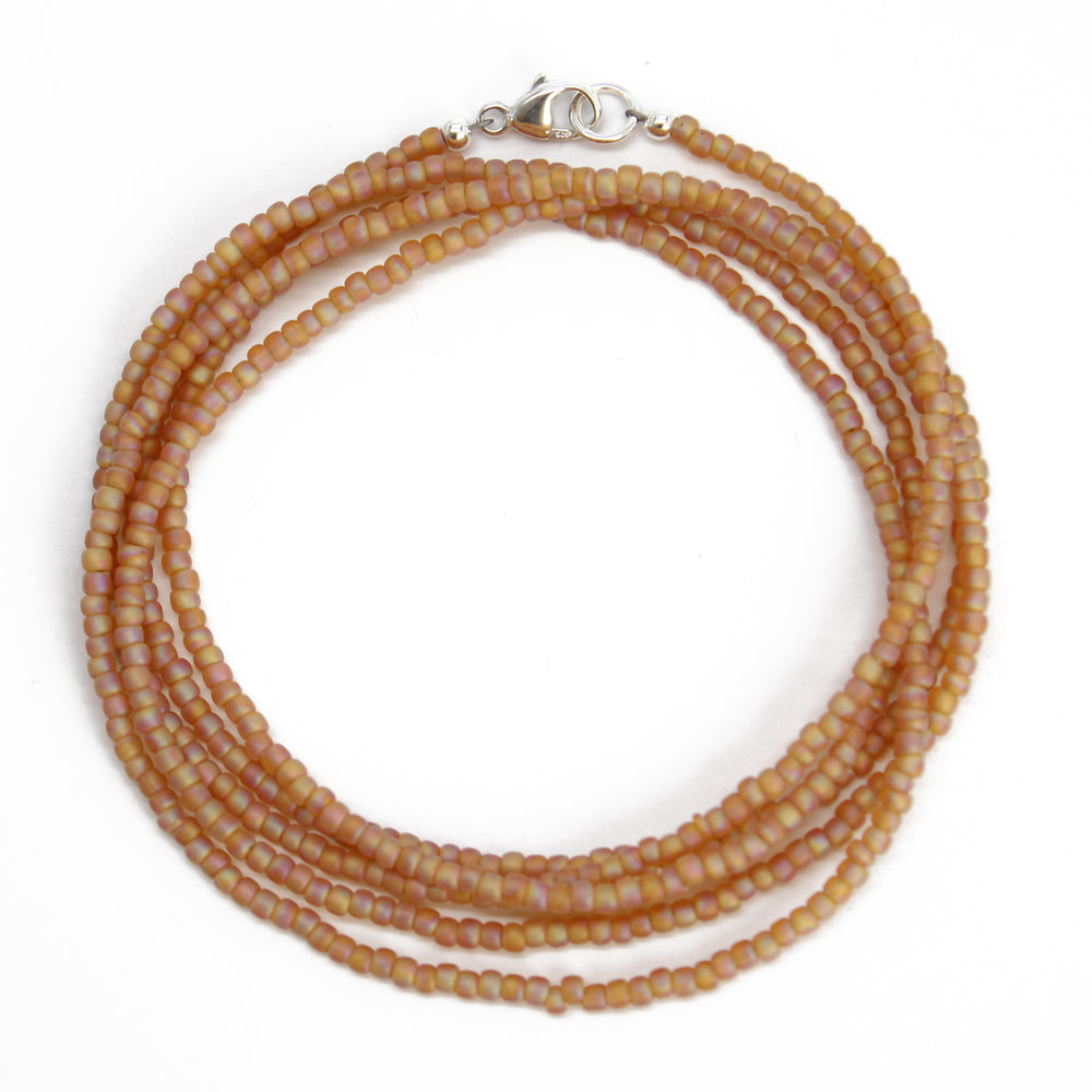
                      
                        Transparent Frosted Rainbow Topaz Seed Bead Necklace, Thin 1.5mm Single Strand
                      
                    