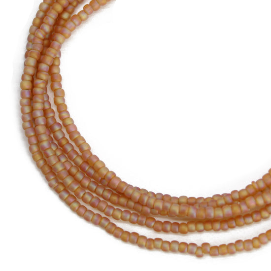 Transparent Frosted Rainbow Topaz Seed Bead Necklace, Thin 1.5mm Single Strand