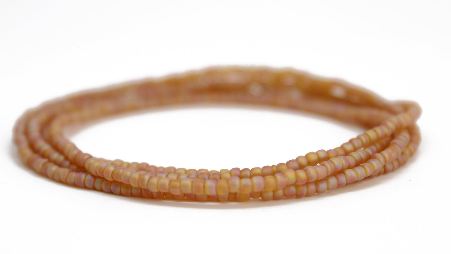Transparent Frosted Rainbow Topaz Seed Bead Necklace, Thin 1.5mm Single Strand